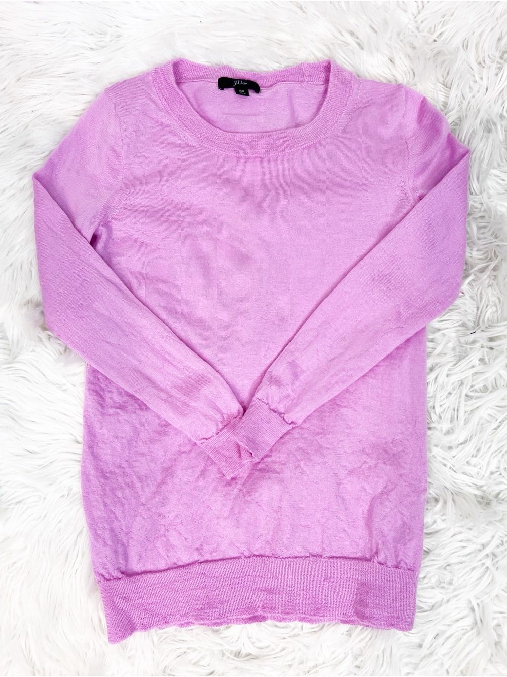 J. CREW TIPPI PINK PURPLE LONG SLEEVE MERINO WOOL KNIT CREWNECK SWEATER SZ XS